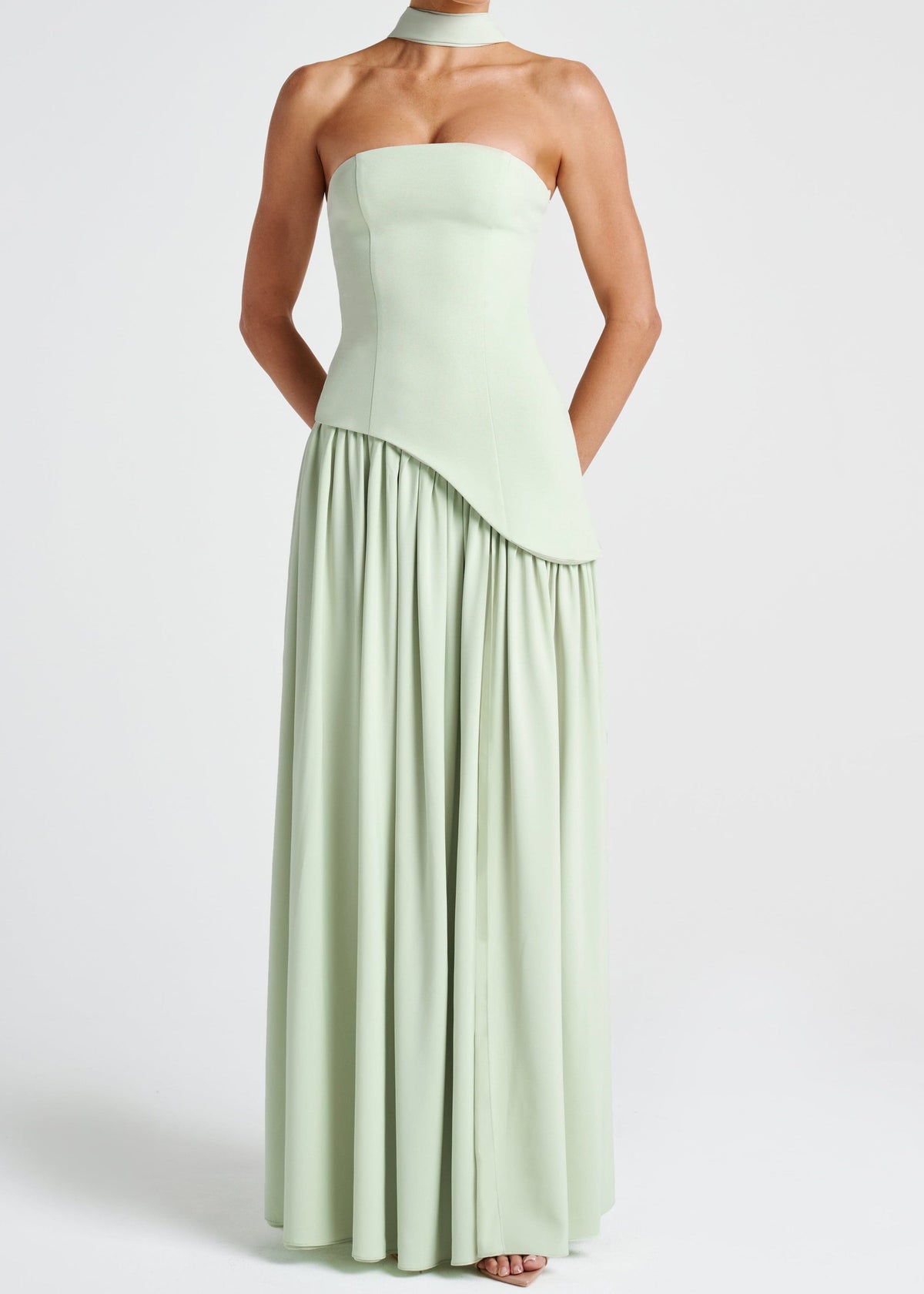Lina | Strapless Maxi Dress with High Slit
