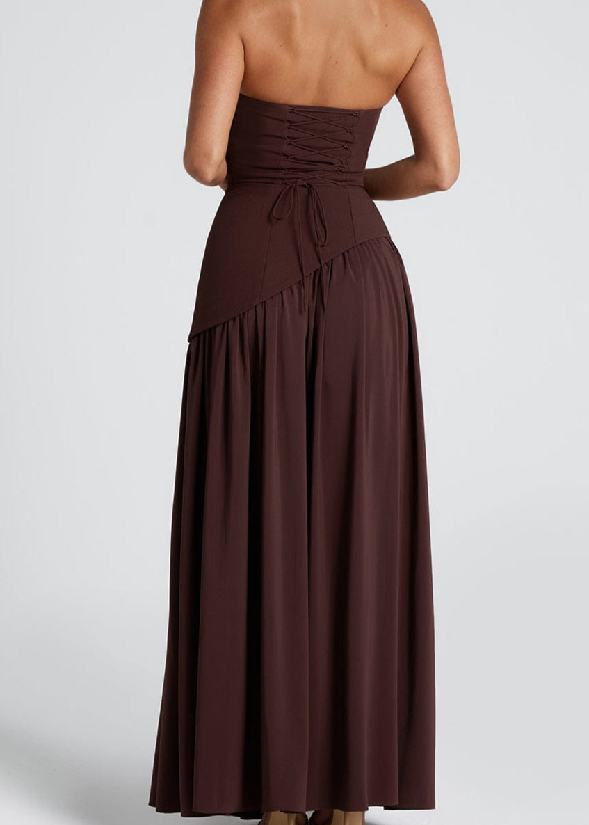 Lina | Strapless Maxi Dress with High Slit