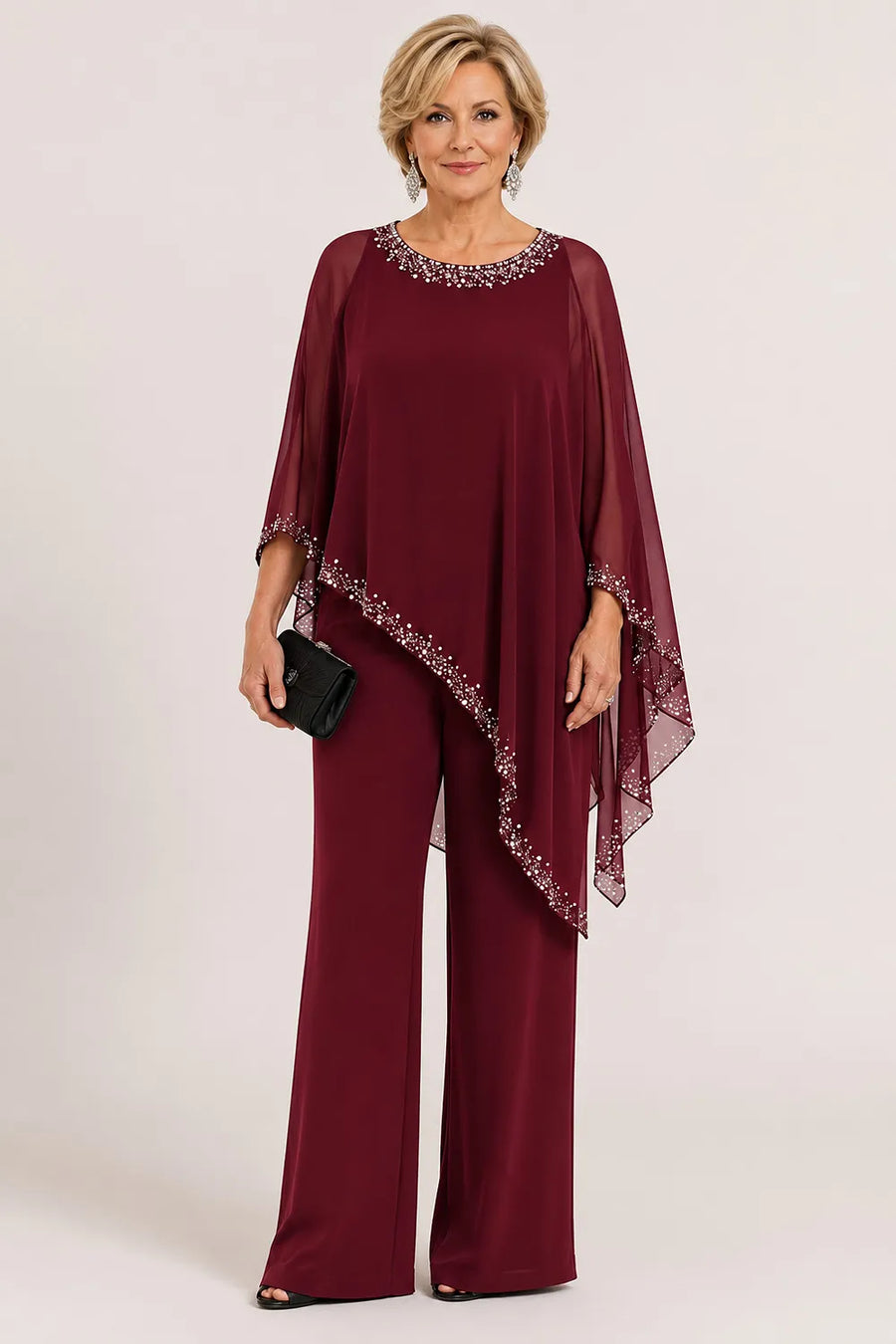 Josephine | Beaded Cape Wide-Leg Pant Suit