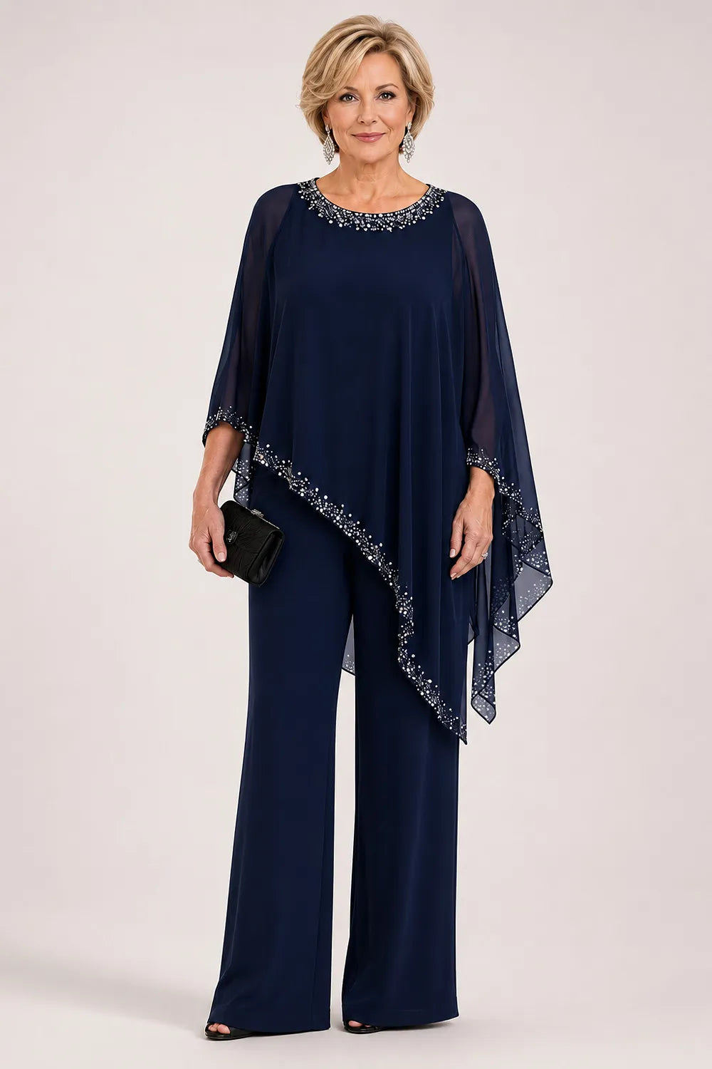 Harriet | Beaded Cape Wide-Leg Pant Suit
