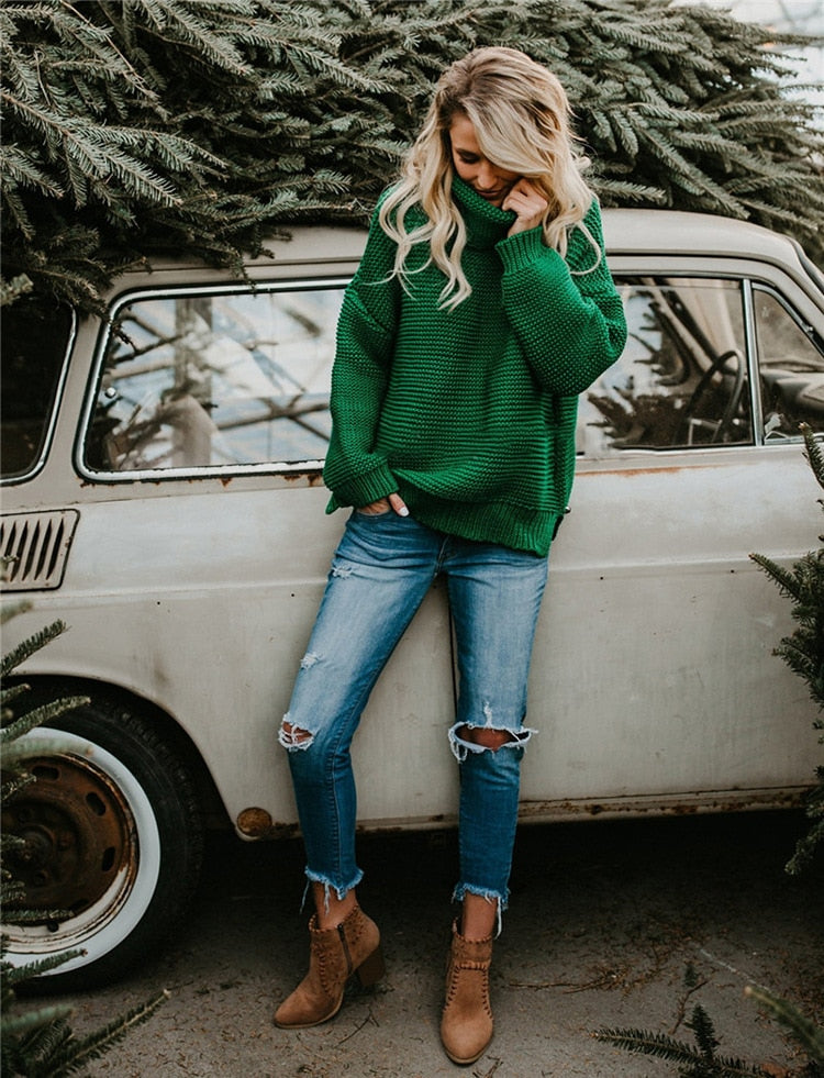 Turtleneck Autumn Winter Pullover Oversize Sweater