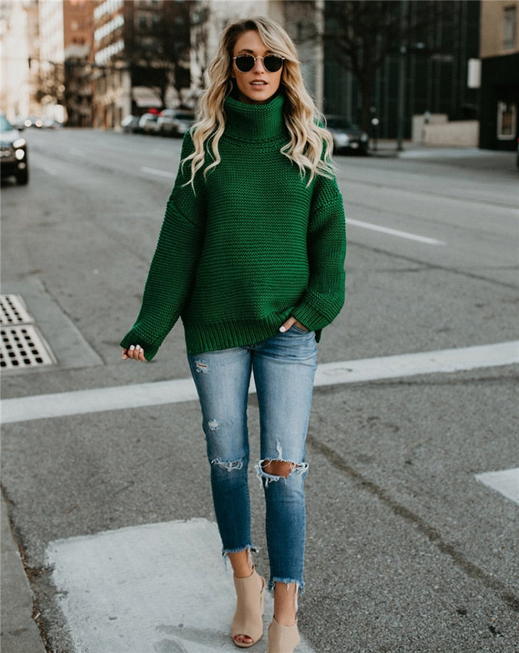Turtleneck Autumn Winter Pullover Oversize Sweater