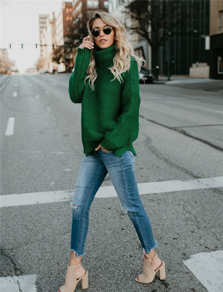Turtleneck Autumn Winter Pullover Oversize Sweater