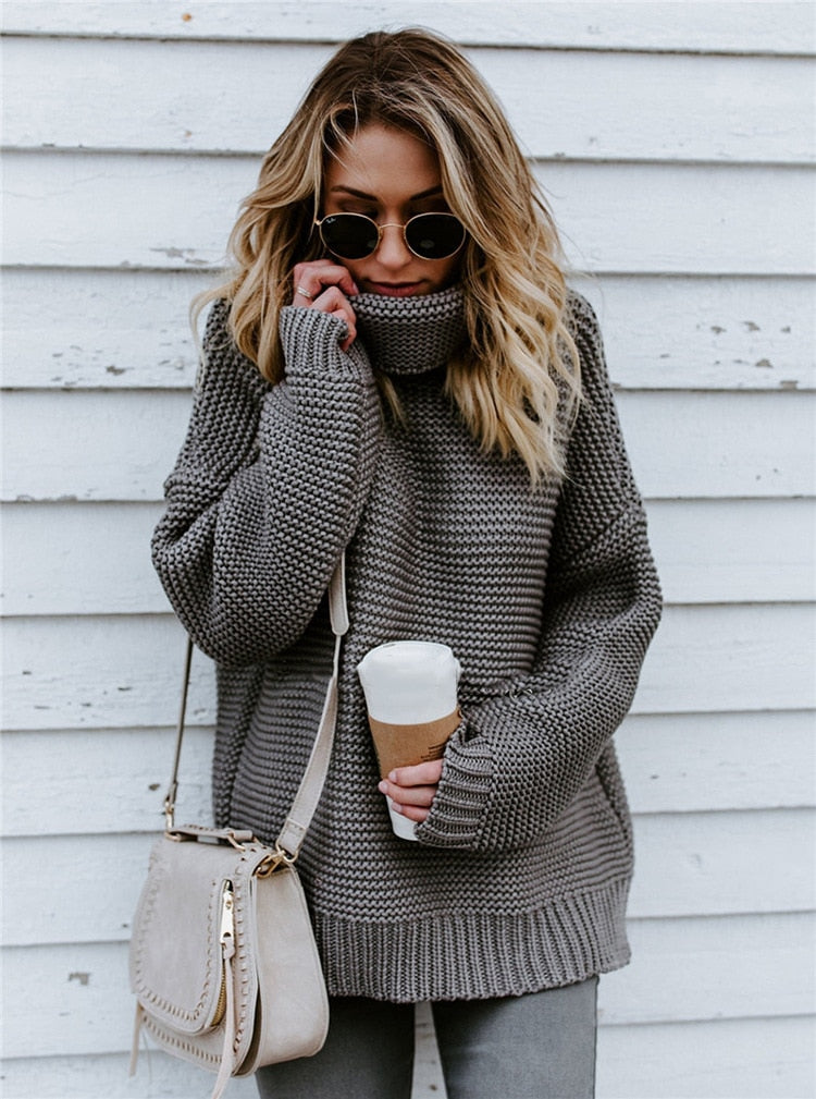 Turtleneck Autumn Winter Pullover Oversize Sweater