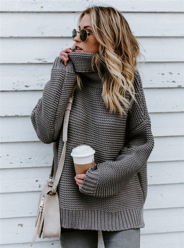 Turtleneck Autumn Winter Pullover Oversize Sweater