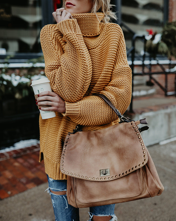 Turtleneck Autumn Winter Pullover Oversize Sweater