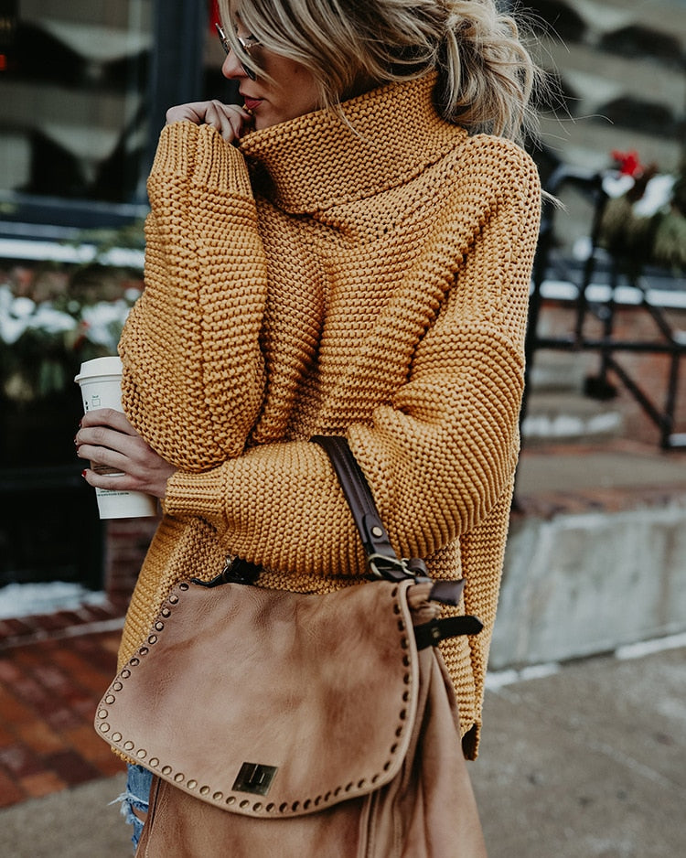 Turtleneck Autumn Winter Pullover Oversize Sweater