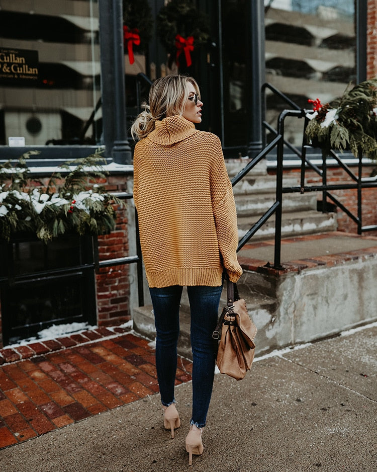 Turtleneck Autumn Winter Pullover Oversize Sweater