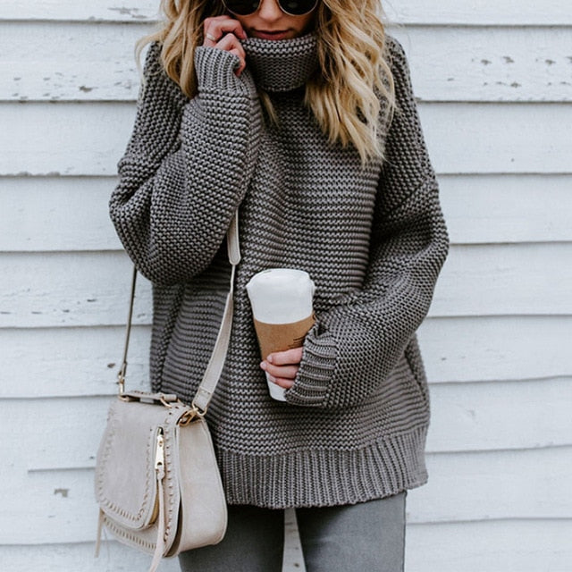 Turtleneck Autumn Winter Pullover Oversize Sweater
