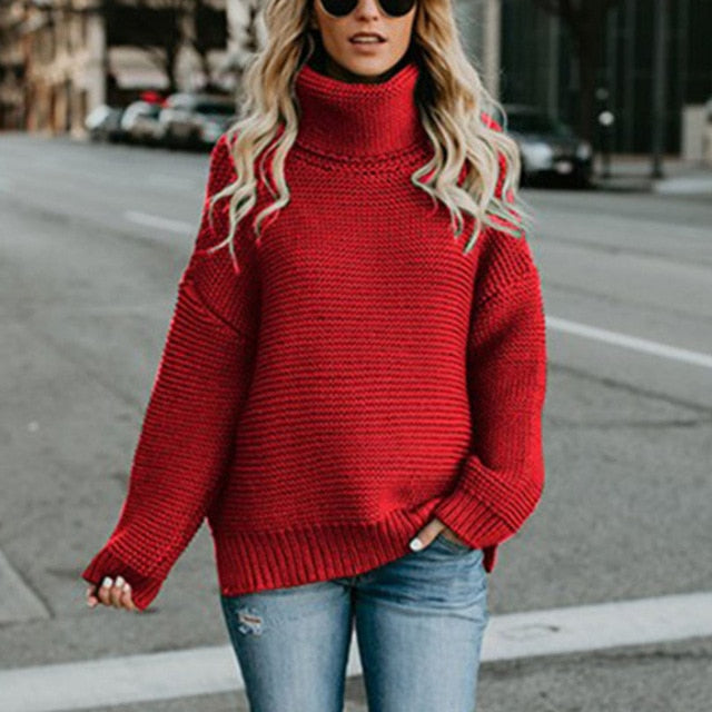 Turtleneck Autumn Winter Pullover Oversize Sweater