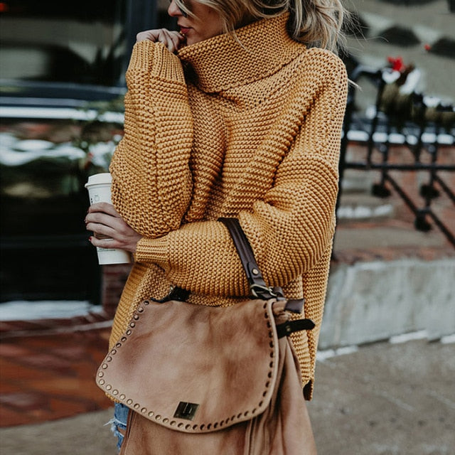 Turtleneck Autumn Winter Pullover Oversize Sweater
