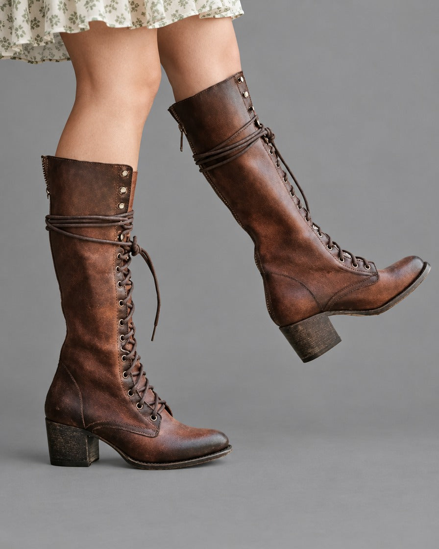 Tessa | Lace-Up Leather Boots