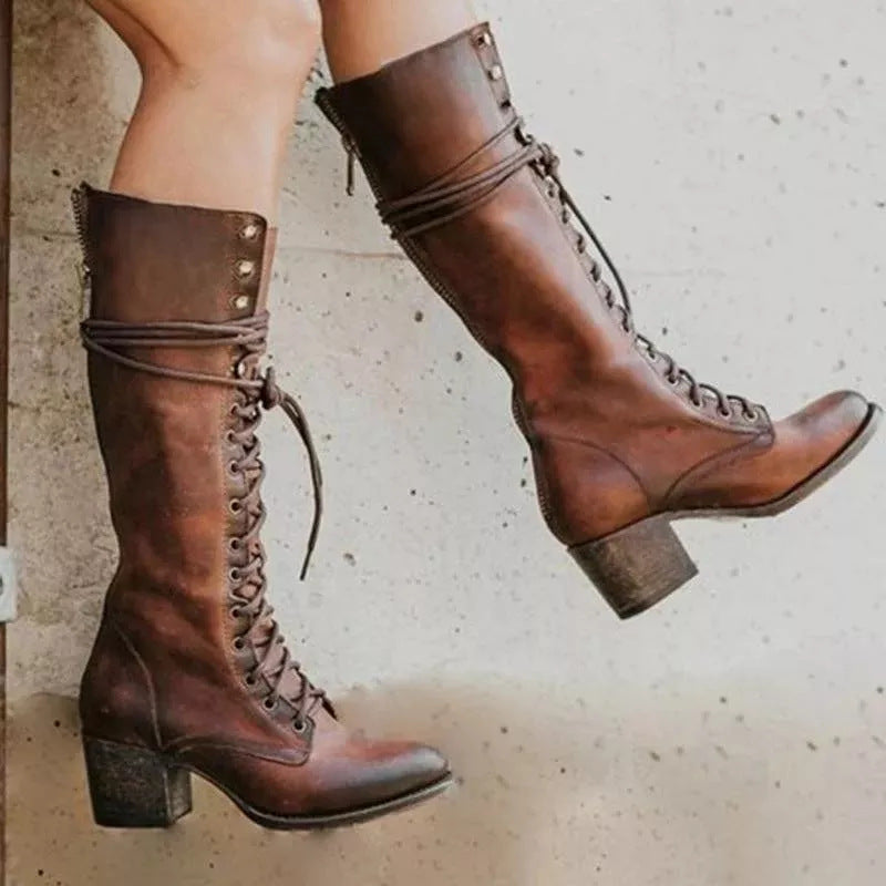 Tessa | Lace-Up Leather Boots